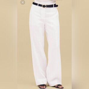 J. Crew White Hi Rise Wide Leg Linen Pants. Sailor Sz. 14. Like New. Scandi Girl